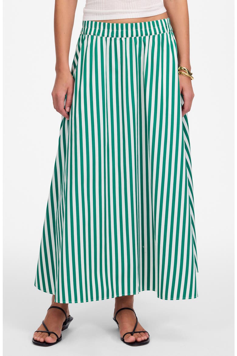 Stripe Cotton Poplin Midi Skirt, Main, color, VERDANT GREEN