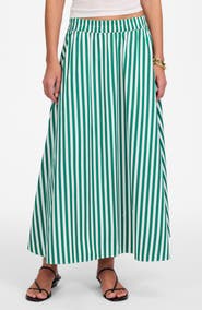 Madewell Stripe Cotton Poplin Midi Skirt