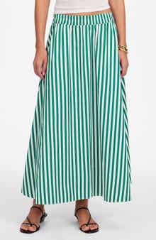 Madewell Stripe Cotton Poplin Midi Skirt