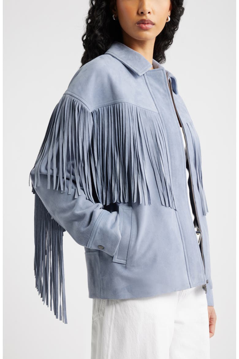 Fringe Suede Jacket, Alternate, color, BLUE UMBRA
