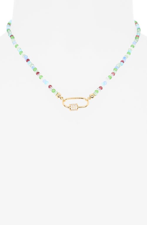 Leith Cubic Zirconia & Crystal Beaded Carabiner Necklace