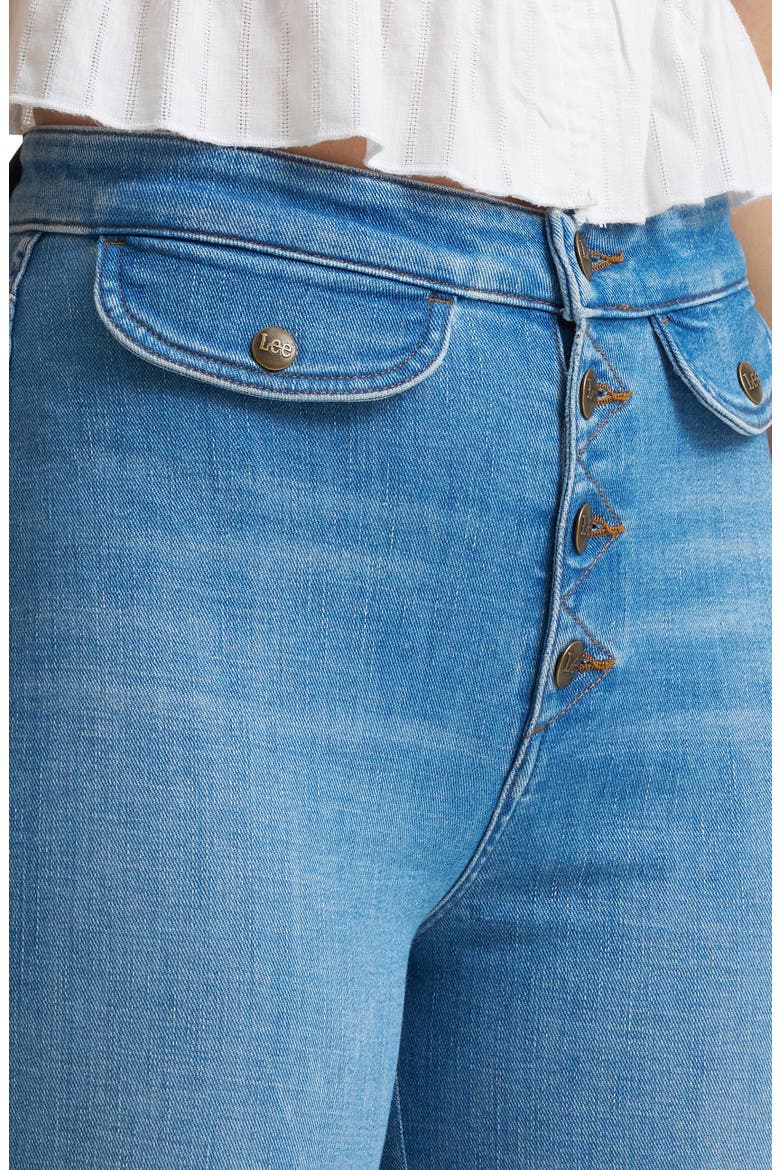 Exposed Button High Waist Bootcut Jeans, Alternate, color, NOT YOUR TYPE