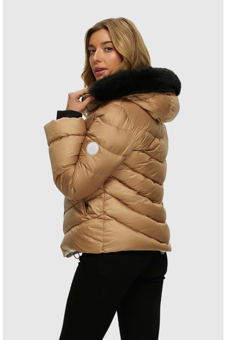 Apres-Ski Short Jacket With Detachable Trim, Alternate, color, CAMEL/BLACK