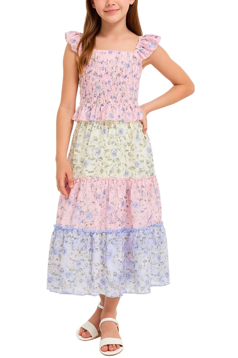 Kids' Ruffle Floral Top & Skirt Set, Alternate, color, MULTI PINK