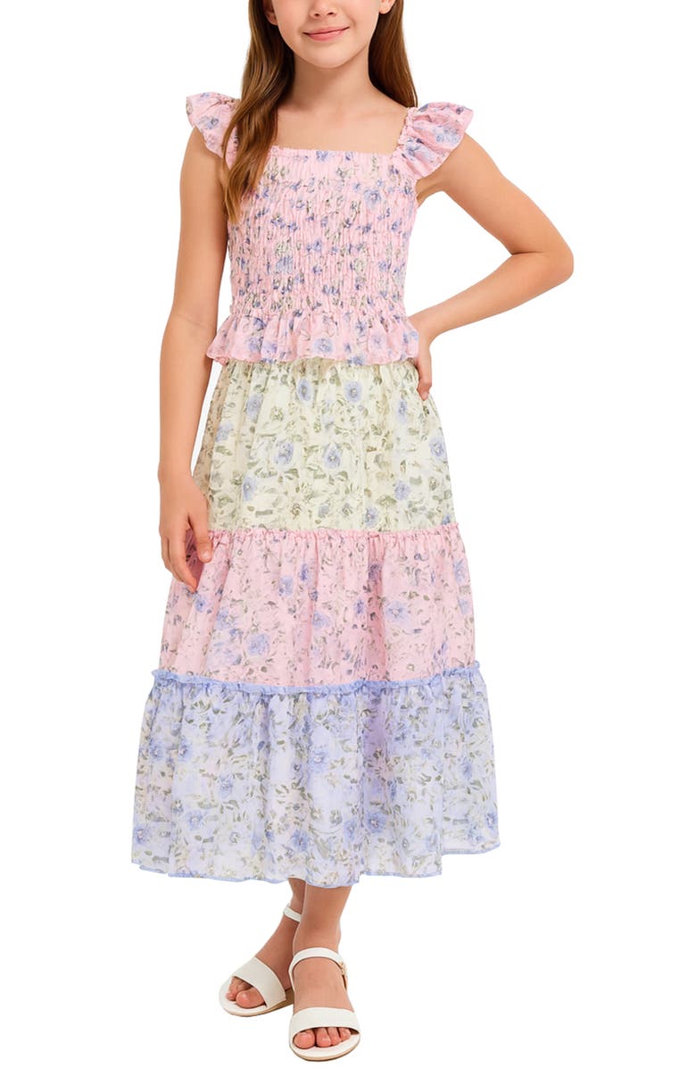 Zunie Kids' Ruffle Floral Top & Skirt Set, Alternate, color, Multi Pink