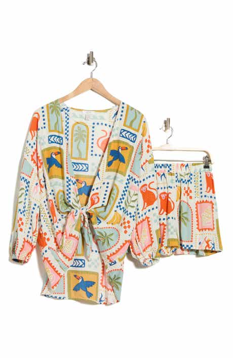 NORDSTROM RACK Flowy Beach Cover-Up Cardigan & Shorts Set