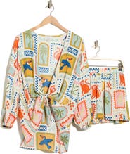 NORDSTROM RACK Flowy Beach Cover-Up Cardigan & Shorts Set