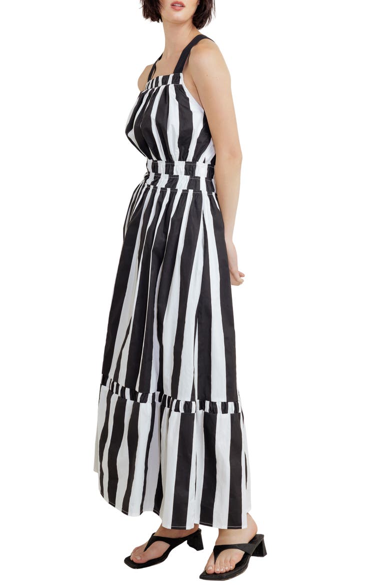 Stripe Tiered Cotton Maxi Dress, Alternate, color, BLACK/ WHITE