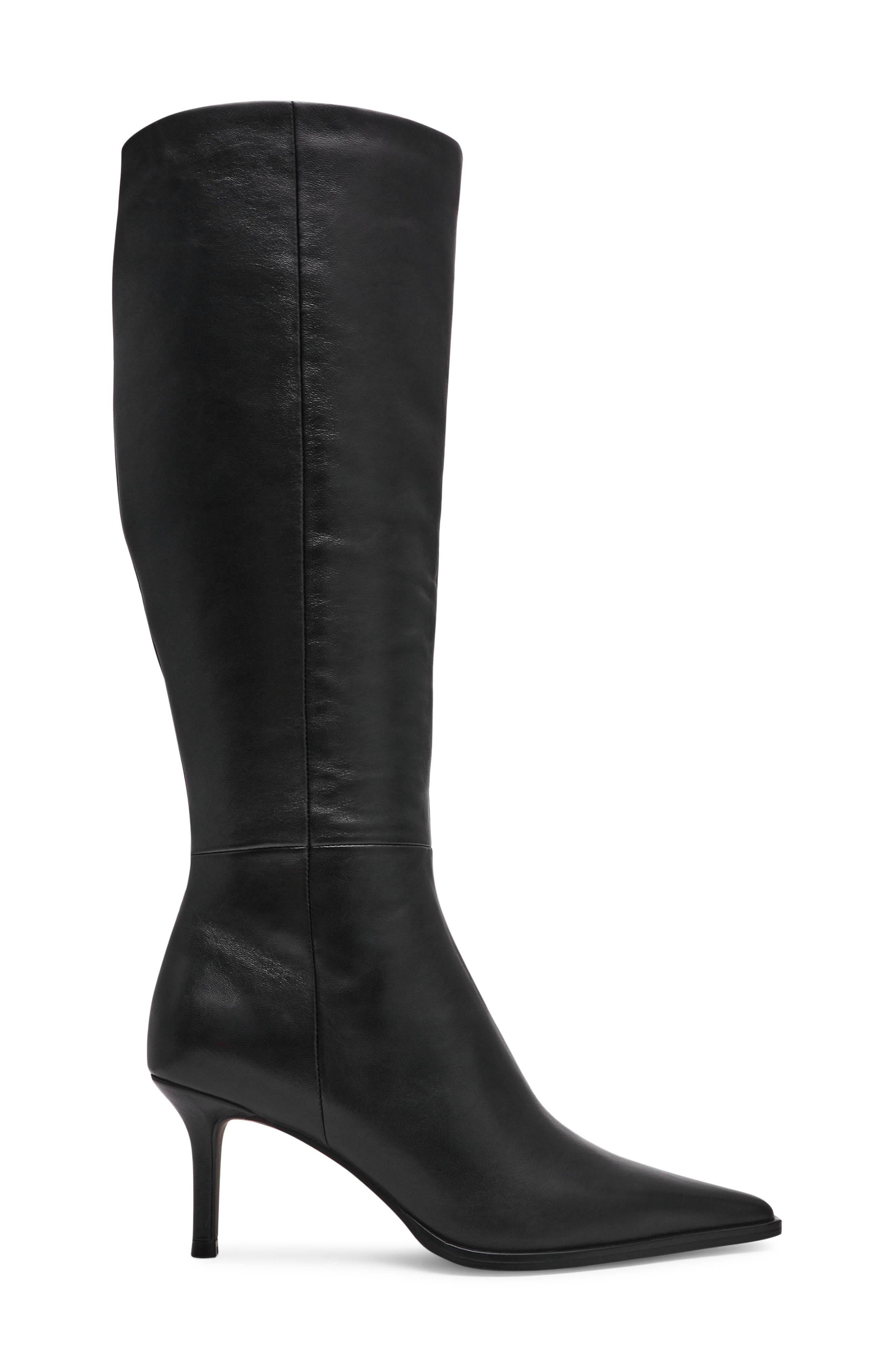 Steve Madden Lingo Pointed Toe Knee High Boot, Alternate, color, Black Leather