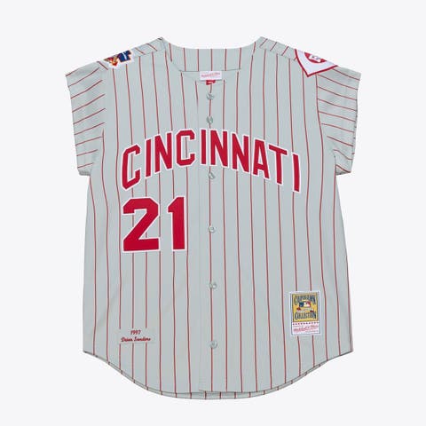 Men's Mitchell & Ness Deion Sanders Gray Cincinnati Reds 1997 Authentic Jersey