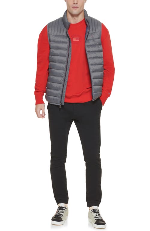 Tommy Hilfiger Packable Faux Down Vest In Gray