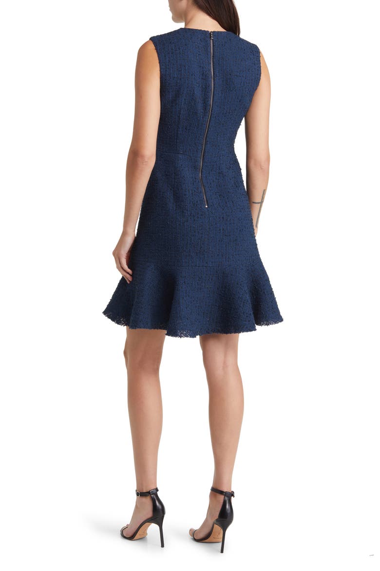 Maui Sleeveless Tweed Sheath Dress, Alternate, color, NAVY