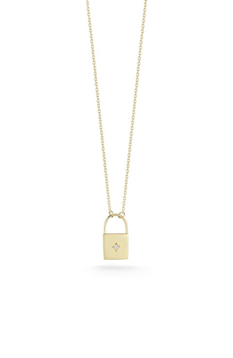 14K Yellow Gold Diamond Locket Necklace - 0.01 ctw
