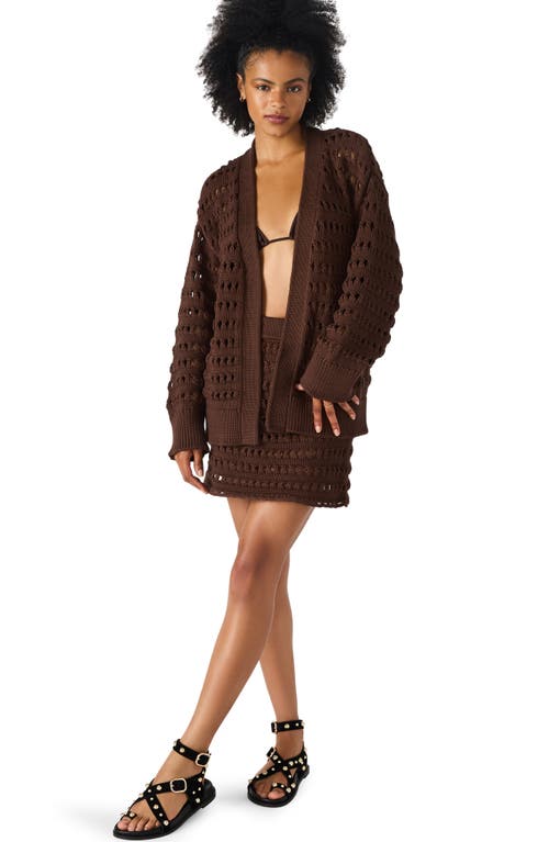 Steve Madden Eastyn Crocheted Cardigan In Brown