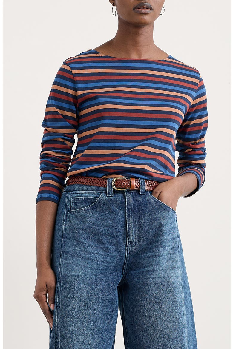 Sailor Stripe Organic Cotton Top, Main, color, TRI MINI CORNISH BURGUNDY