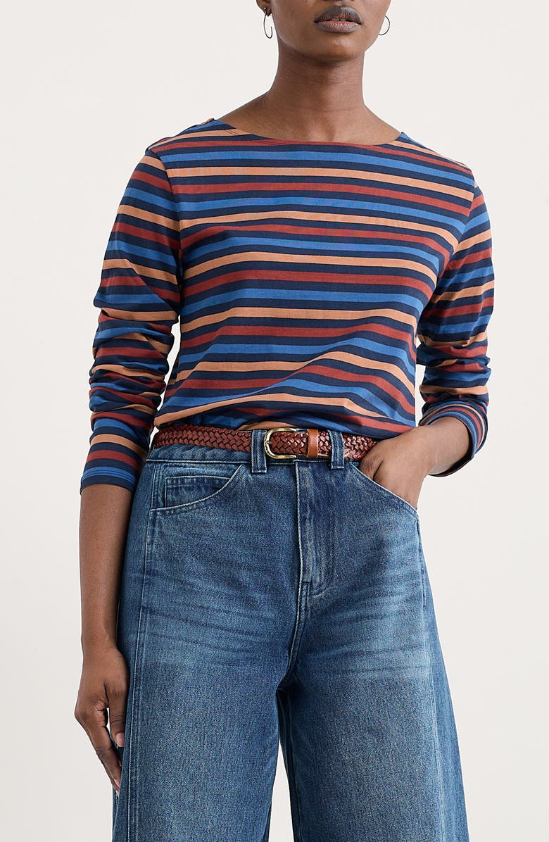 Seasalt Cornwall Sailor Stripe Organic Cotton Top, Main, color, Tri Mini Cornish Burgundy