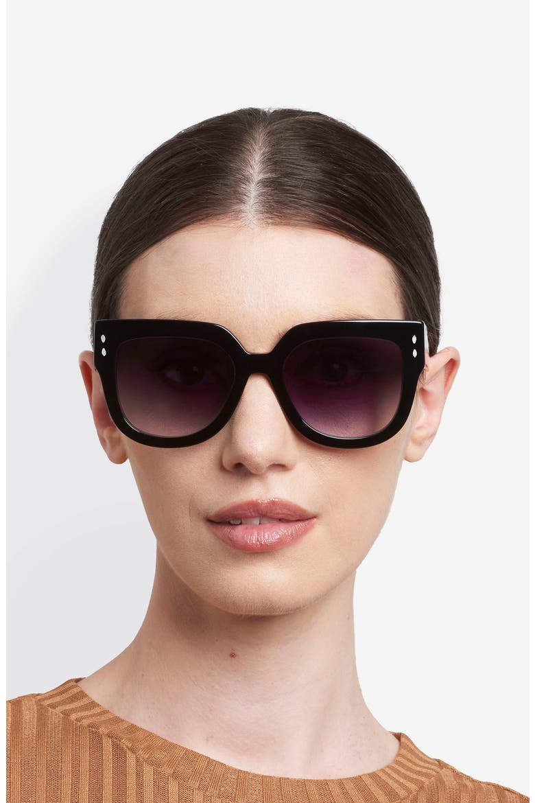 53mm Square Sunglasses, Alternate, color, BLACK/ DARK GREY SF