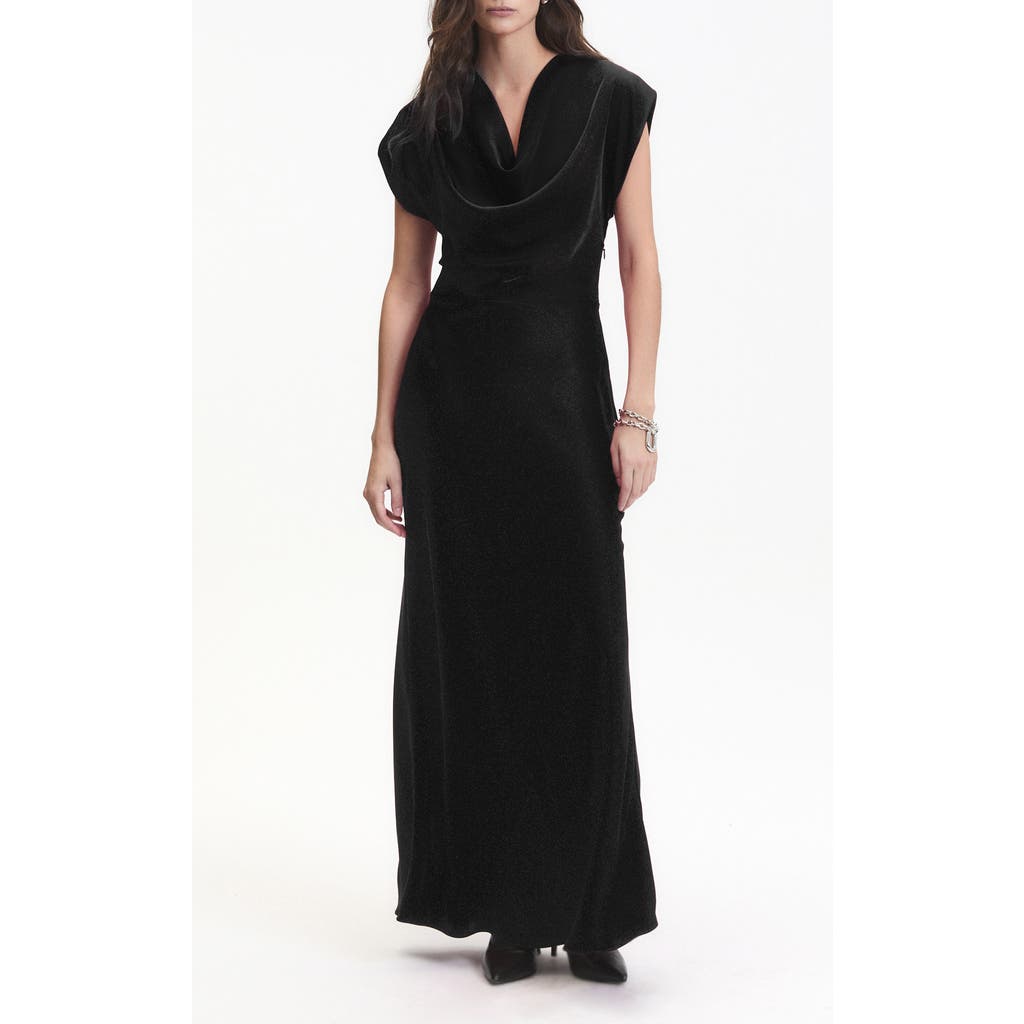 DELUC Dahlia Satin Cowl Neck Gown in Black at Nordstrom, Size X-Small