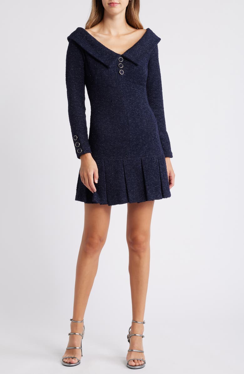Black Halo Edith Sparkle Knit Long Sleeve Minidress, Main, color,