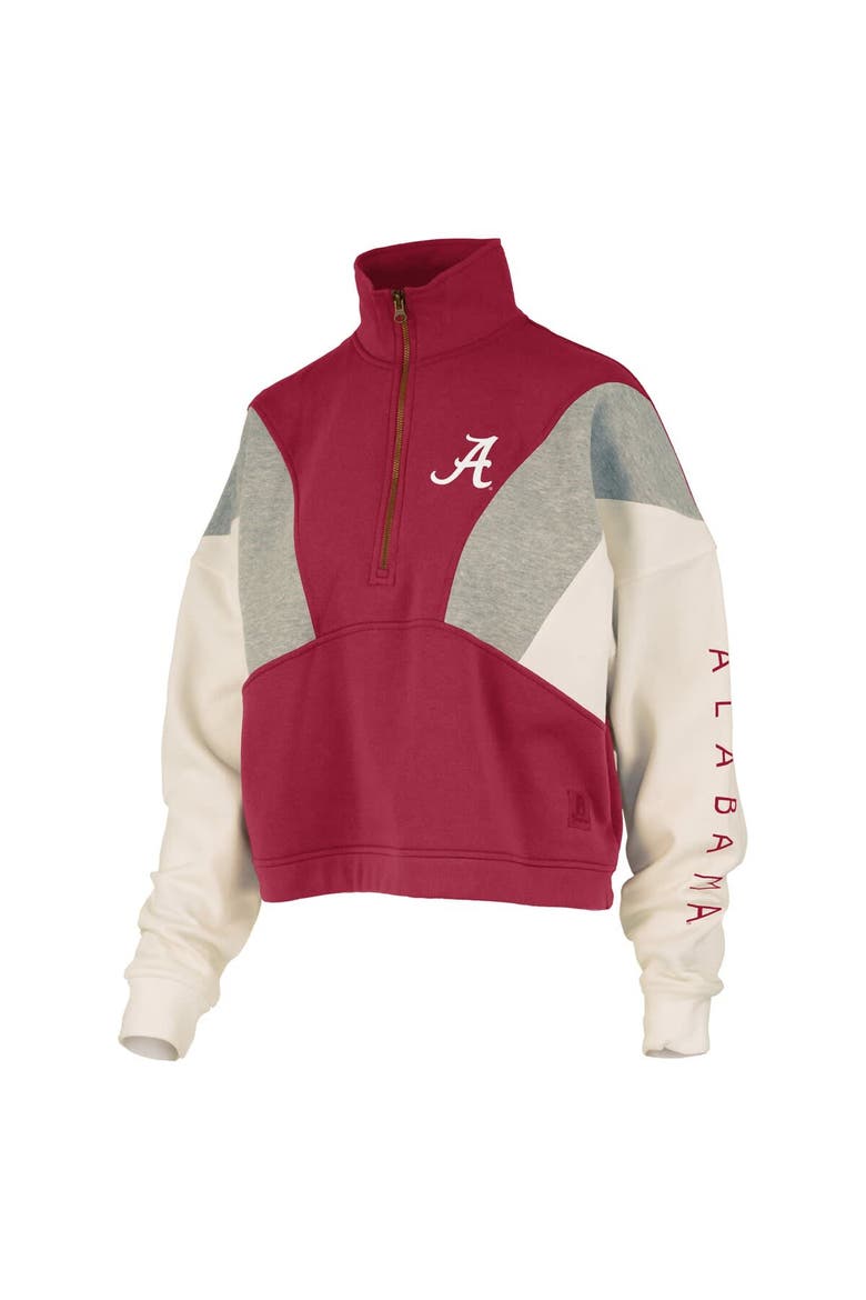 Women's Pressbox  Crimson Alabama Crimson Tide Ferrara Color Block Quarter-Zip Sweatshirt, Alternate, color, Crimson