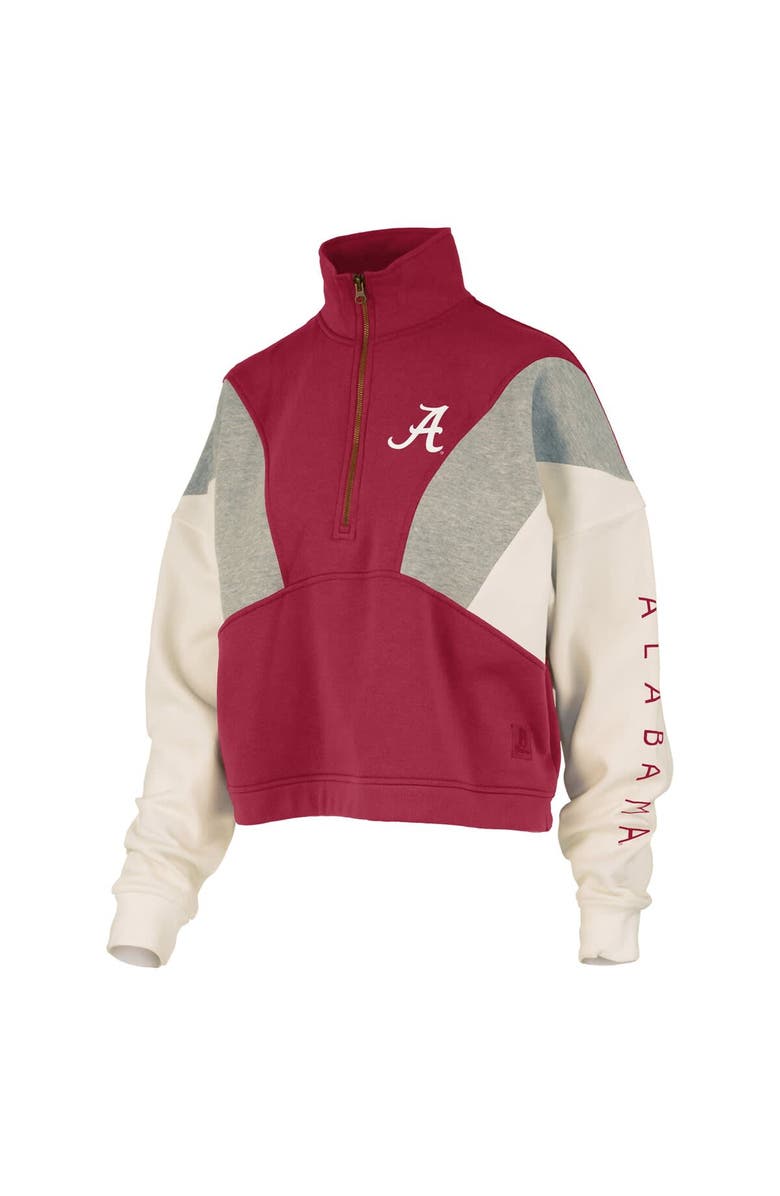 PRESSBOX Women's Pressbox Crimson Alabama Crimson Tide Ferrara Color Block Quarter-Zip Sweatshirt, Alternate, color, Crimson