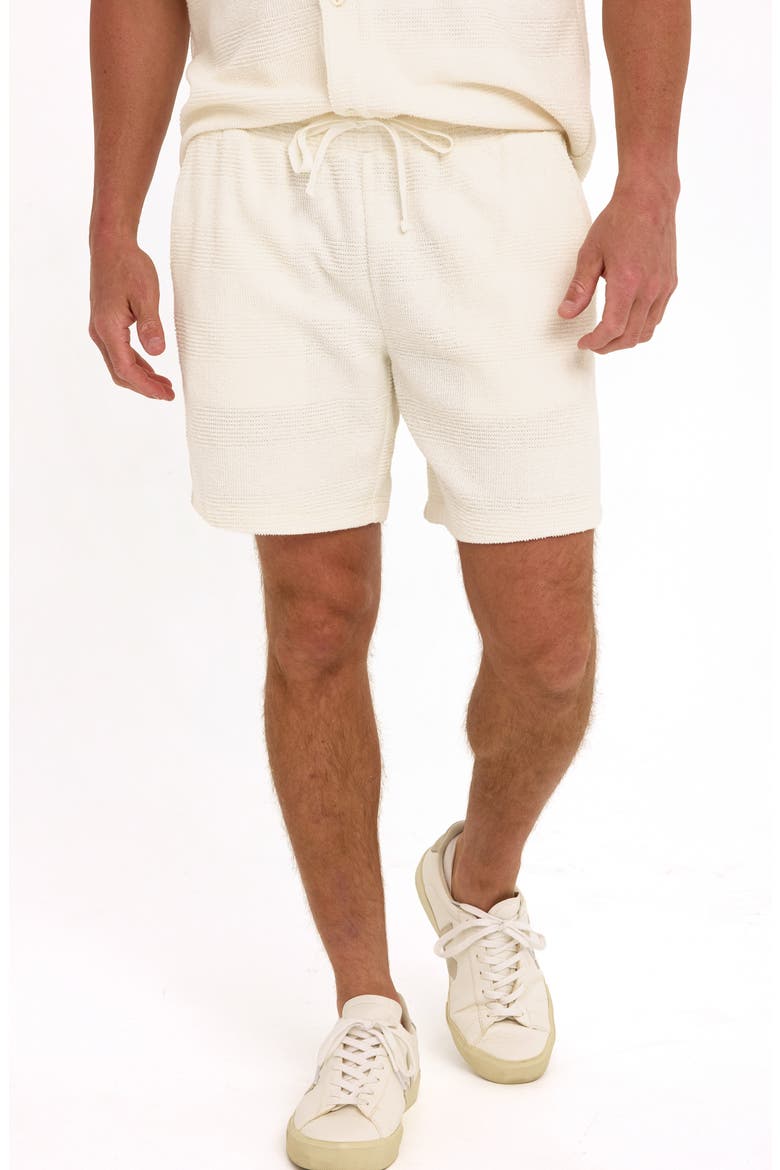 Wayne Stripe Jacquard Terry Cloth Drawstring Shorts, Main, color, WHITE