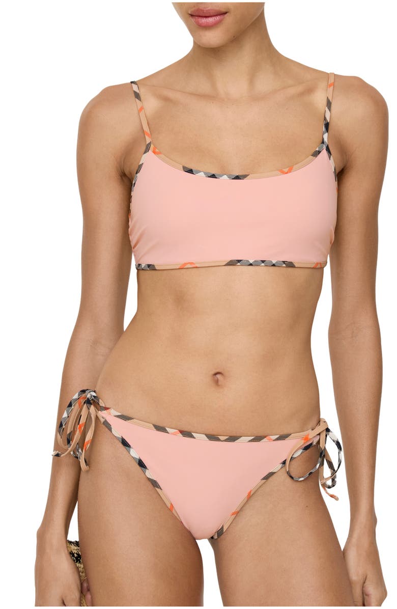 Burberry Check Trim Bikini Briefs, Main, color, Begonia Pink