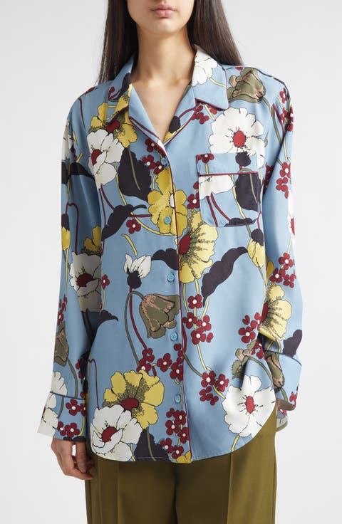 Melodia Floral Satin Pajama Shirt