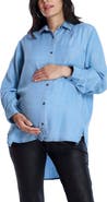 MOTHERHOOD MATERNITY Long Sleeve Button-Up Poplin Shirt