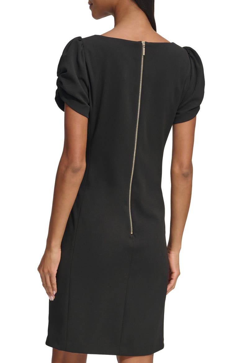 Short Sleeve Crepe Sheath Dress, Alternate, color, BLACK