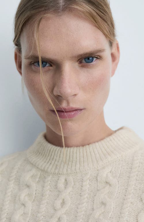 Mango Cable Stitch Crewneck Sweater In Ecru