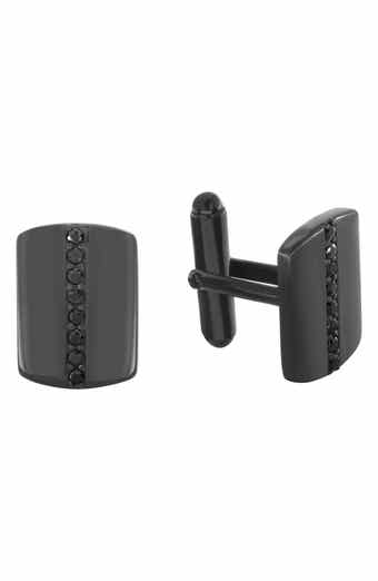Black Sterling Silver Black Sapphire Cuff Links