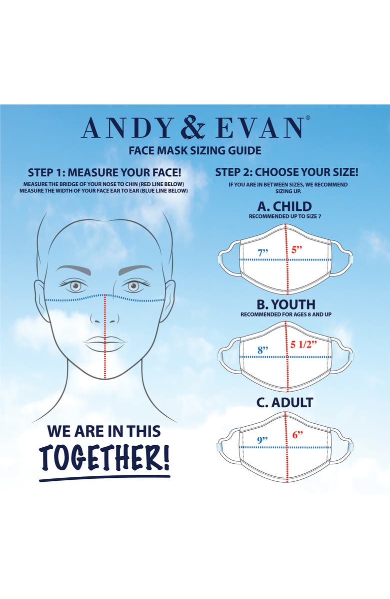 Andy & Evan 4-Pack Youth Face Masks, Alternate, color, 