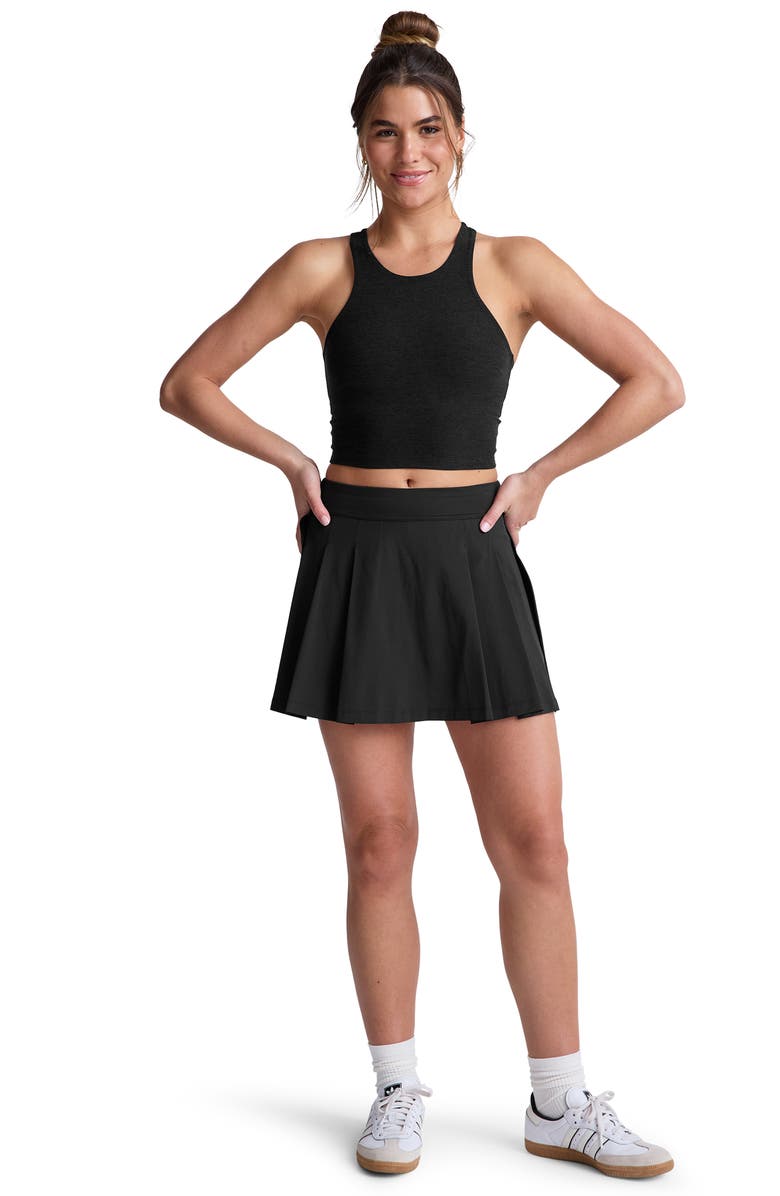 Beyond Yoga Team Pleat Miniskirt, Alternate, color, True Black