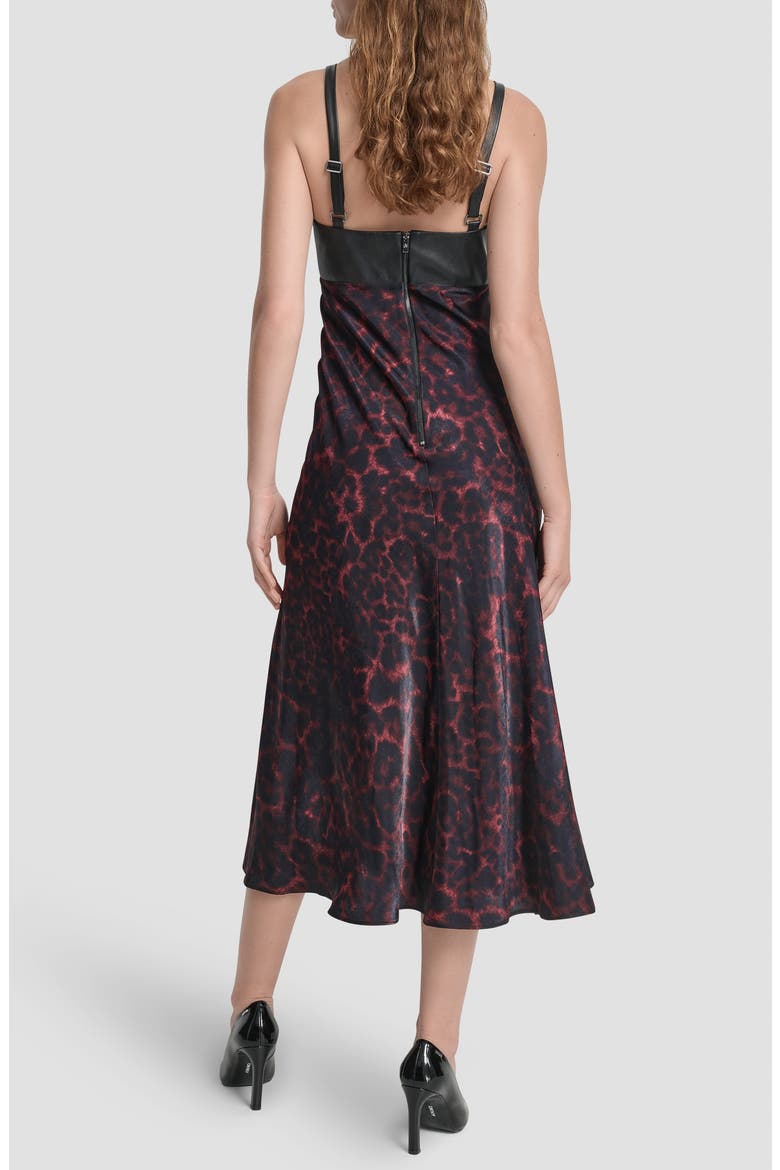 Faux Leather Mixed Media Midi Dress, Alternate, color, MERLOT CHEETAH