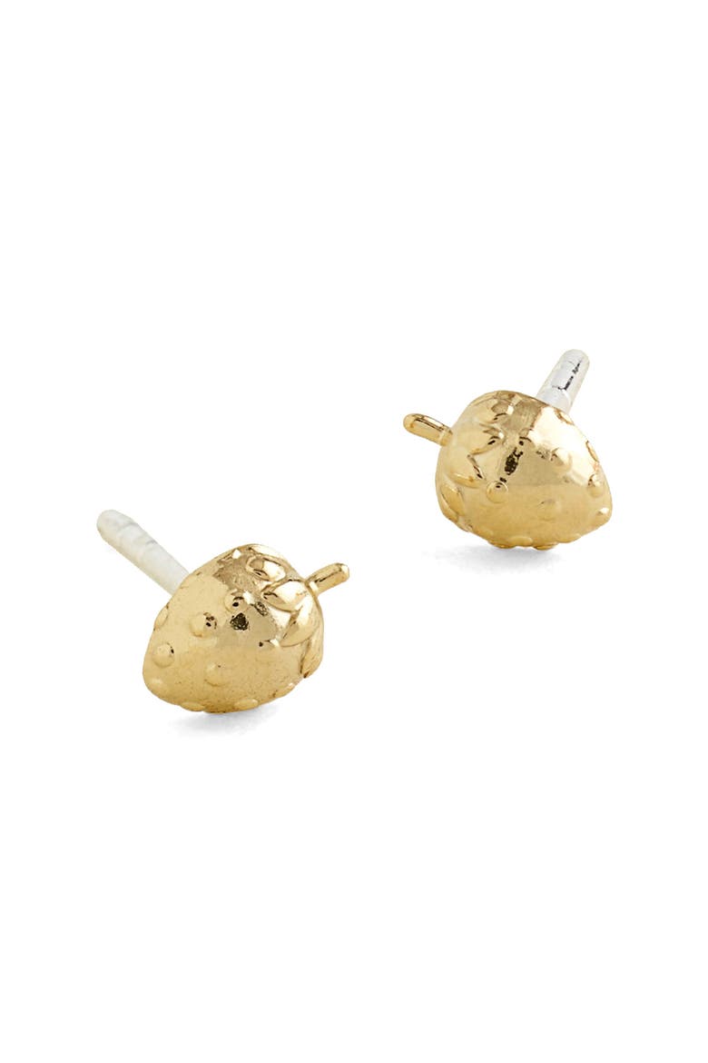 Demi-Fine Strawberry Stud Earrings, Main, color, 14K GOLD