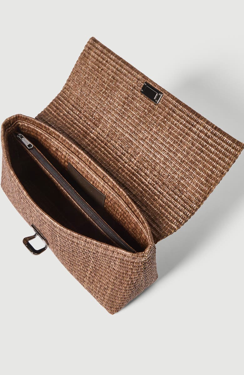 Brunello Cucinelli Raffia sartorial clutch bag, Alternate, color, Light Brown