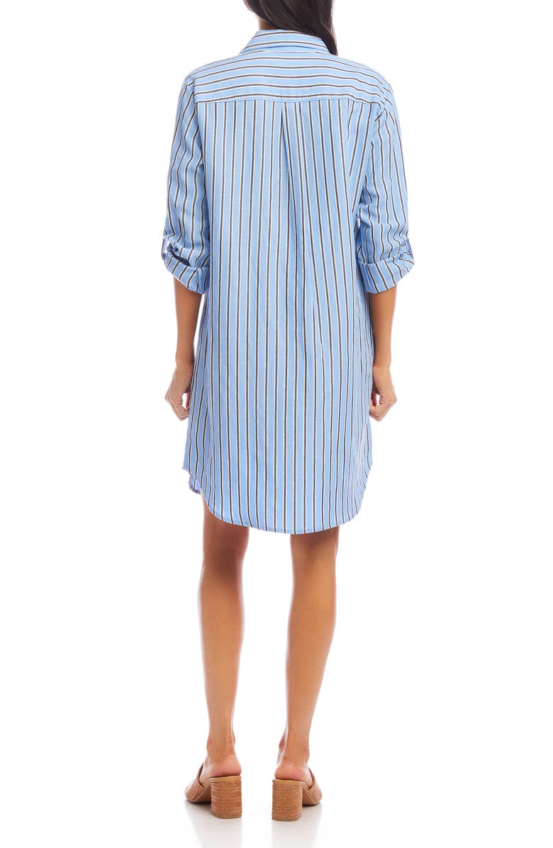 Karen Kane Stripe Long Sleeve Shirtdress, Alternate, color, Blue