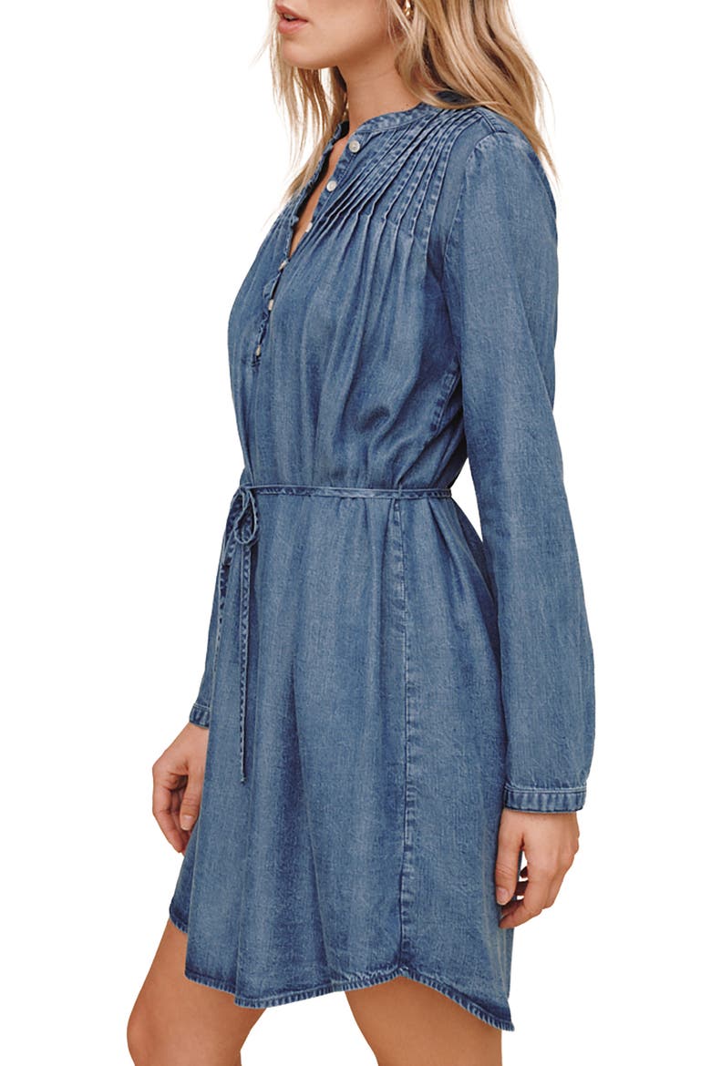 Pintuck Shirttail Dress, Alternate, color, SHADOW BLUE WASH