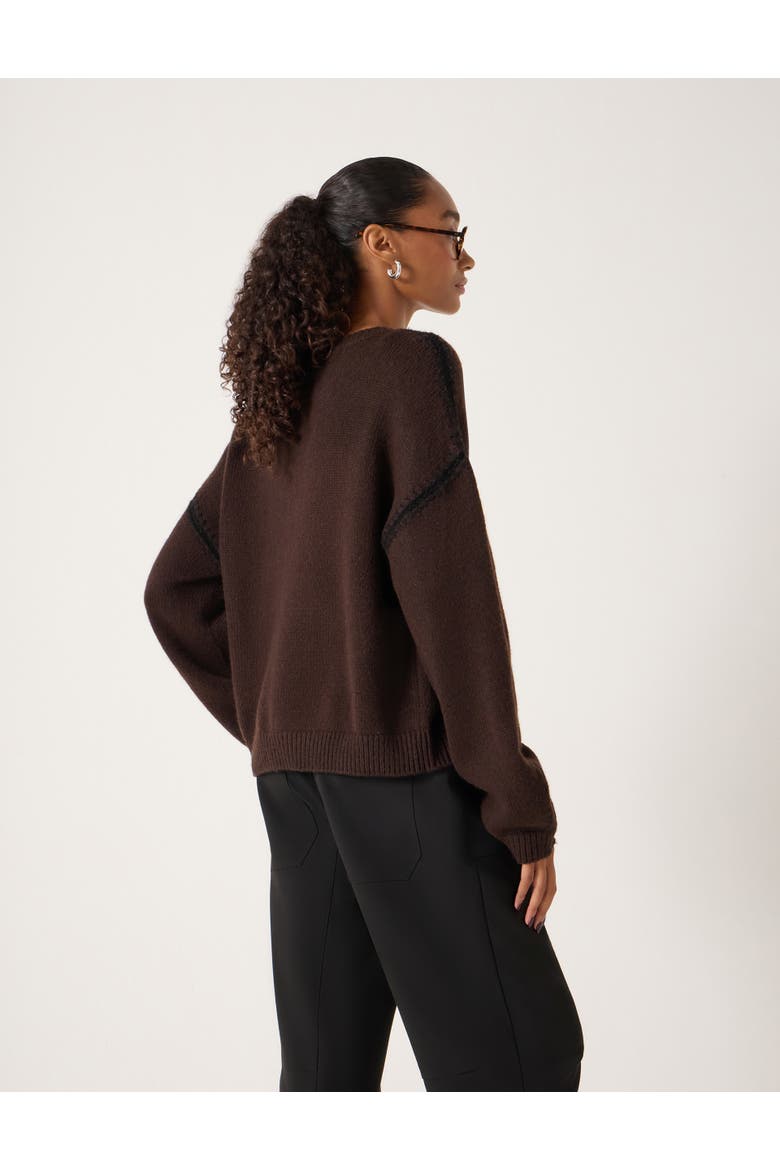 Whitney Whipstitch Knitted Sweater, Alternate, color, Dark Brown