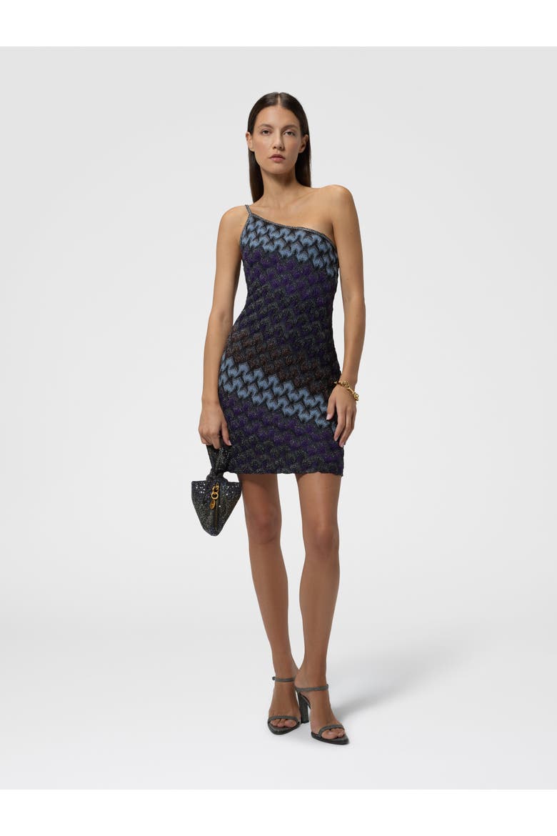One-shoulder Viscose Lamé Mini Dress, Alternate, color, Multicoloured