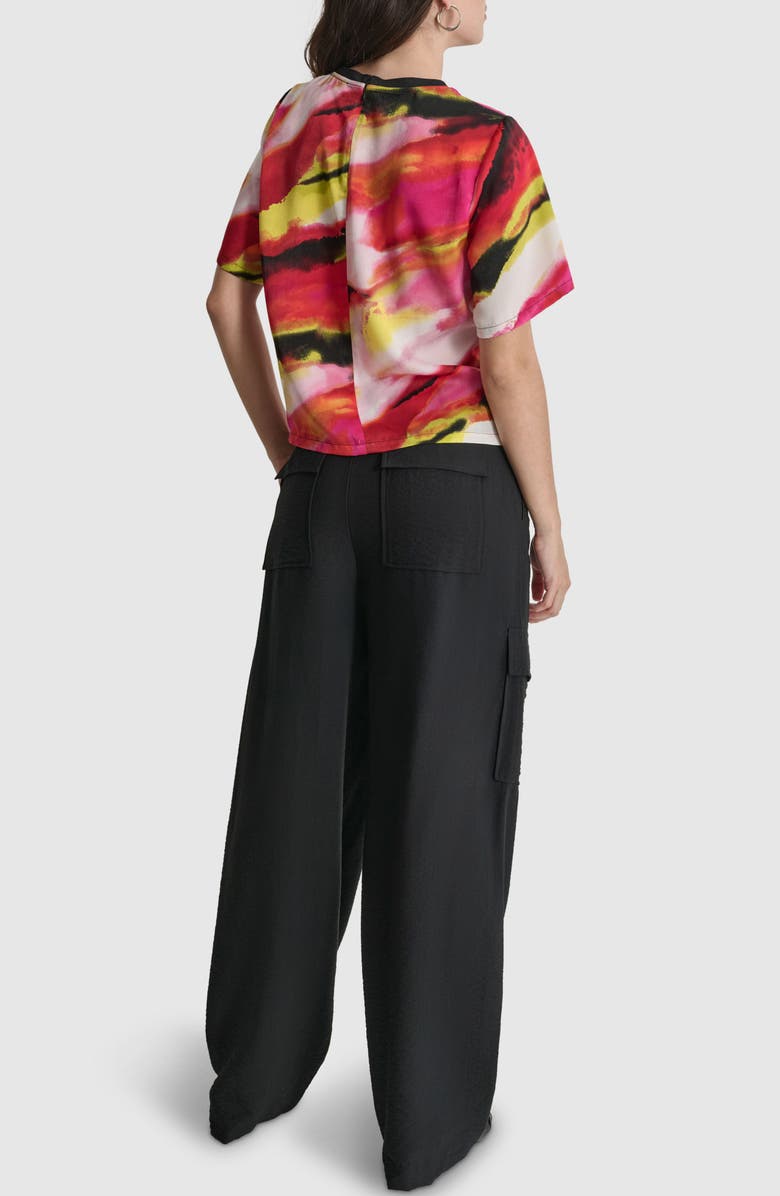 DKNY Abstract Print Short Sleeve Top, Alternate, color, 