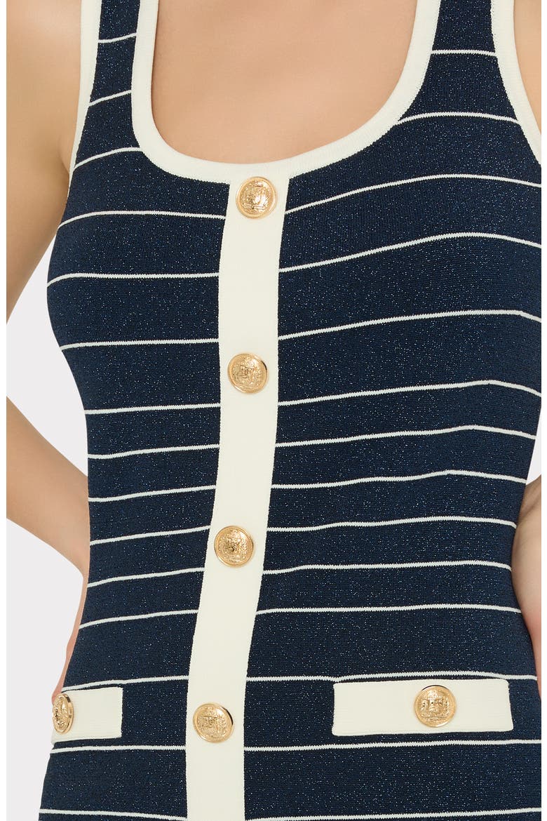 Mari Metallic Stripe Sleeveless Dress, Alternate, color, NAVY/ WHITE