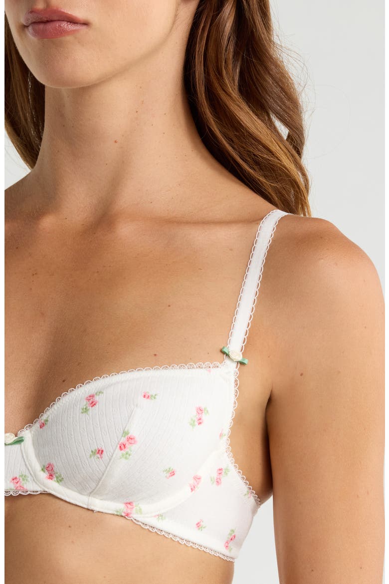 Sleepover Classique Underwire Stretch Cotton Balconette Bra, Alternate, color, PRINT ECRU BACKGR