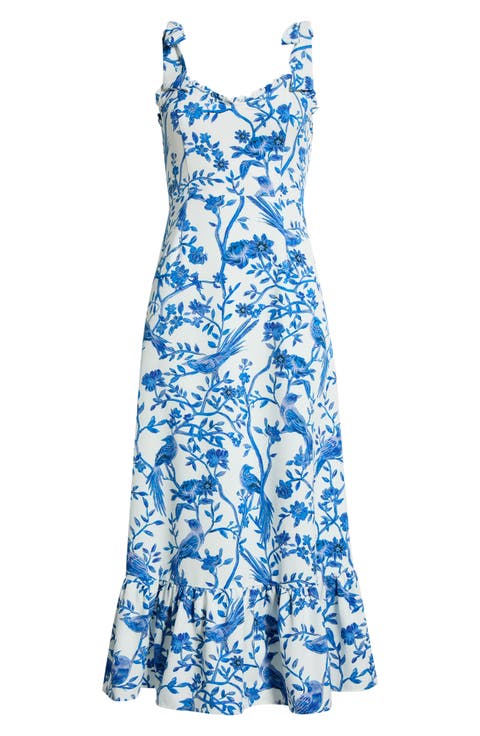 Floral Tie Strap Midi Sundress