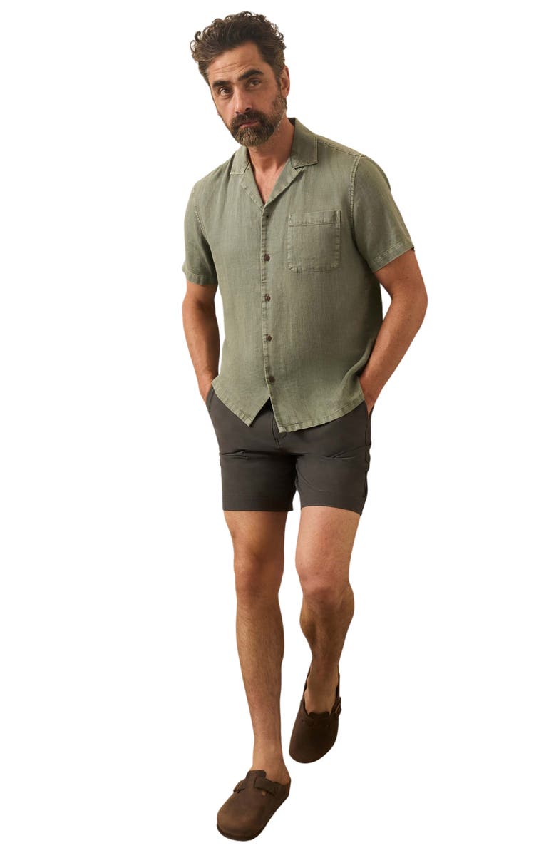 Faherty Hemp Blend & Organic Cotton Camp Shirt, Alternate, color, Olive Dusk