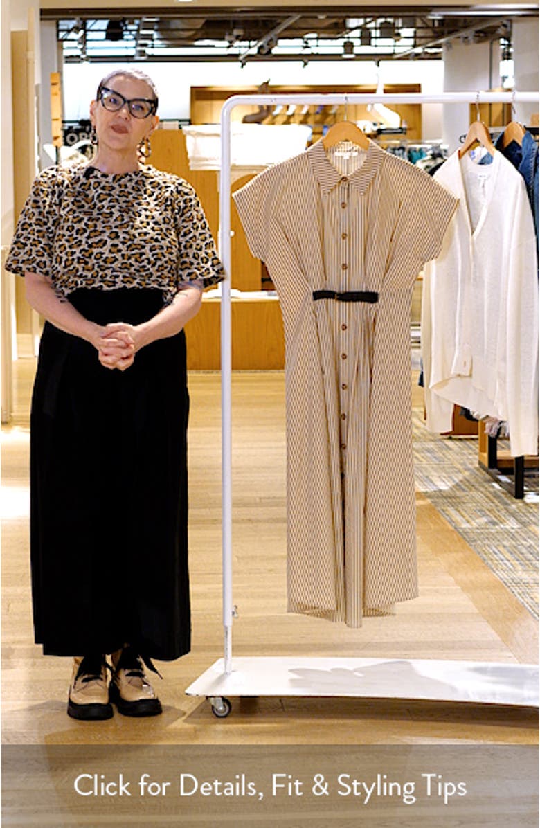 Stripe Belted Detail Cotton Shirtdress, sales video thumbnail