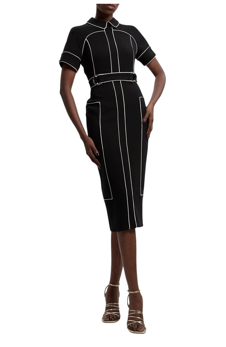 Karen Millen Compact Stretch Pencil Midi Dress, Alternate, color, Black