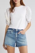 FRAME Ruched Sleeve Organic Cotton T-Shirt