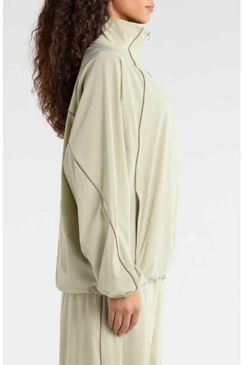 Oversize Stretch Nylon Track Jacket, Alternate, color, TALC